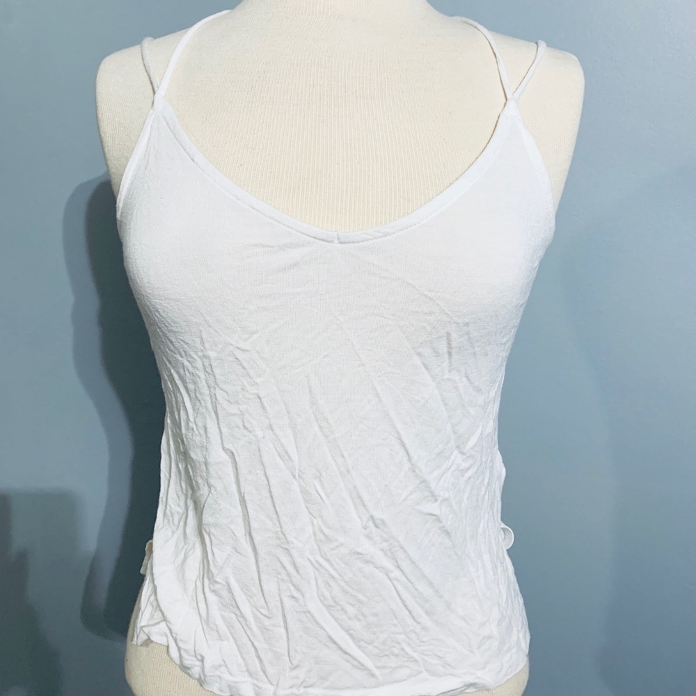 Divided strappy tank.